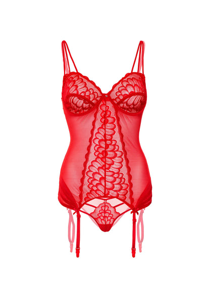 Daring Intimates Mix & Match Lace Cami Corset with string RED S - 4