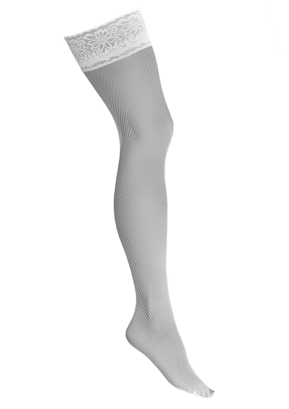 Kotek Fishnet Hold Ups H019 WHITE S/M - 2