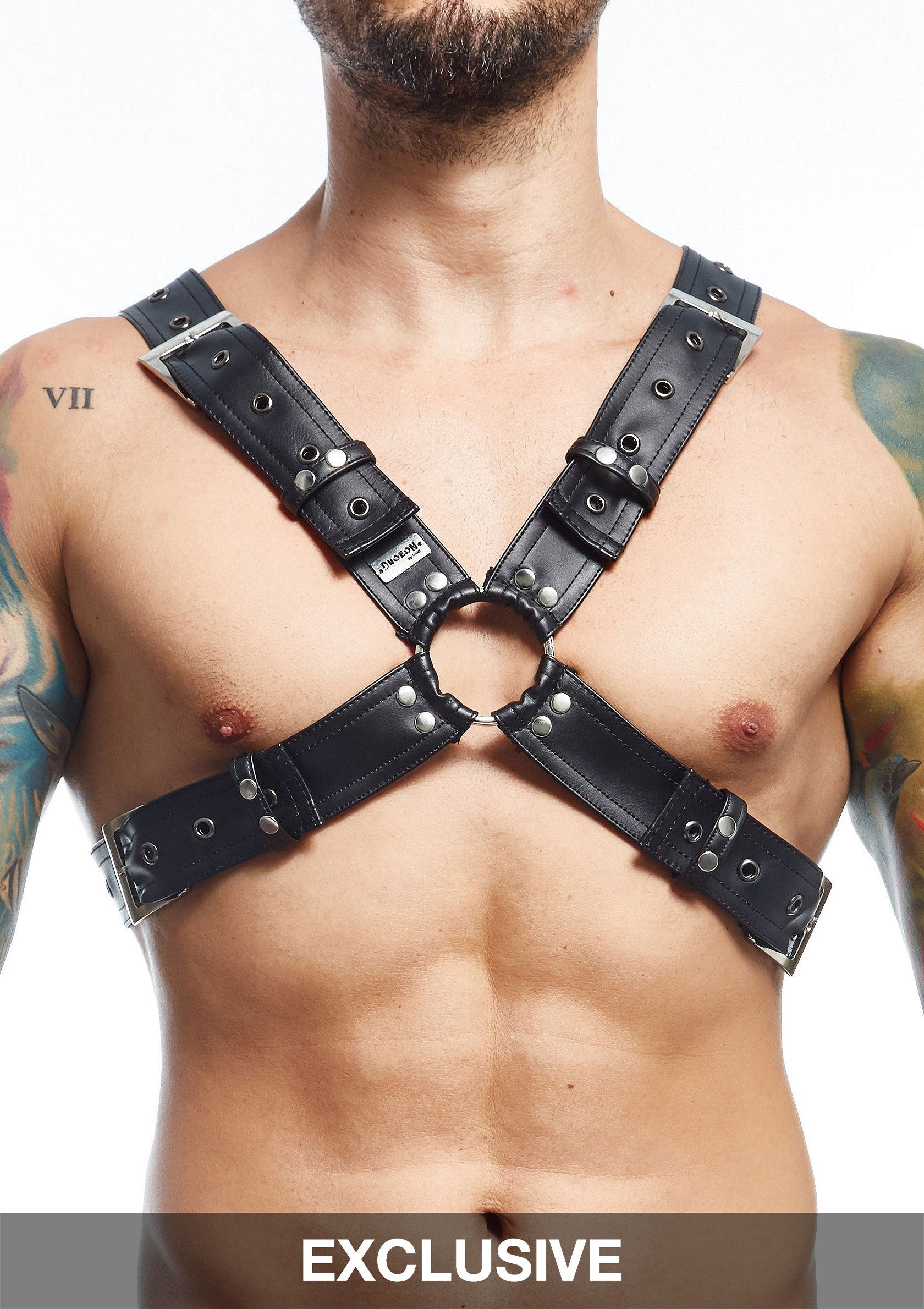 MOB Eroticwear Dngeon Harness Belts Cross BLACK O/S - 1395