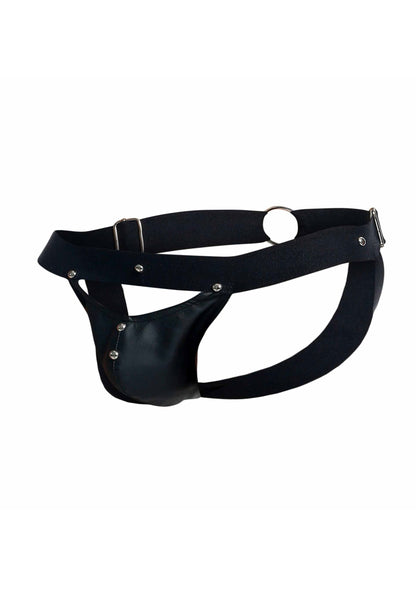 MOB Eroticwear Dngeon Peakaboo Jock BLACK O/S - 7