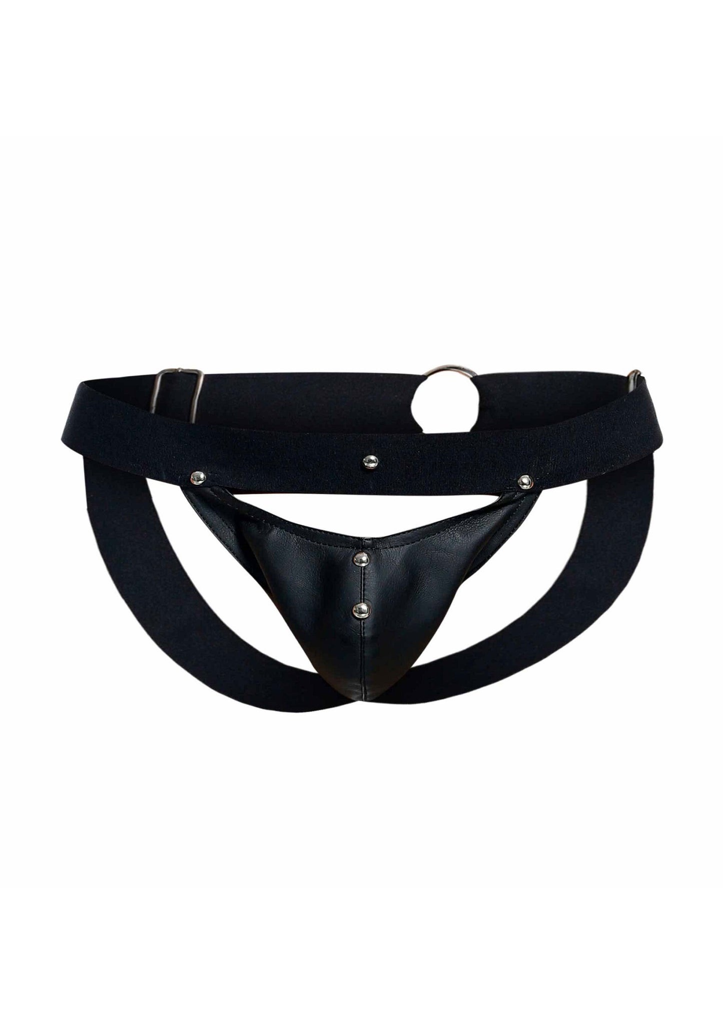 MOB Eroticwear Dngeon Peakaboo Jock BLACK O/S - 8