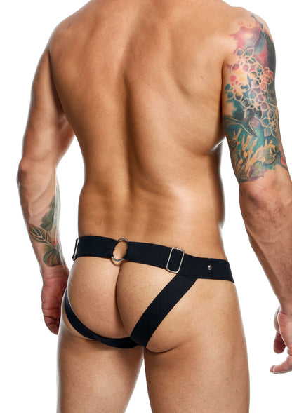 MOB Eroticwear Dngeon Peakaboo Jock BLACK O/S - 0