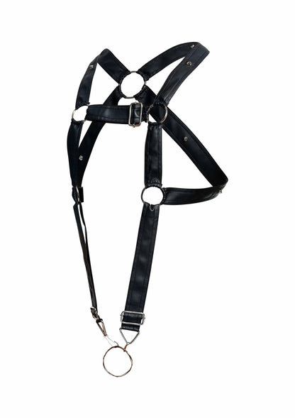 MOB Eroticwear Dngeon Cross Cockring Harness BLACK O/S - 1