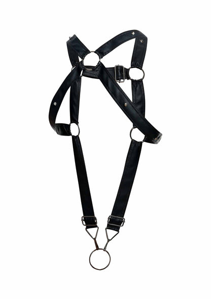 MOB Eroticwear Dngeon Cross Cockring Harness BLACK O/S - 5