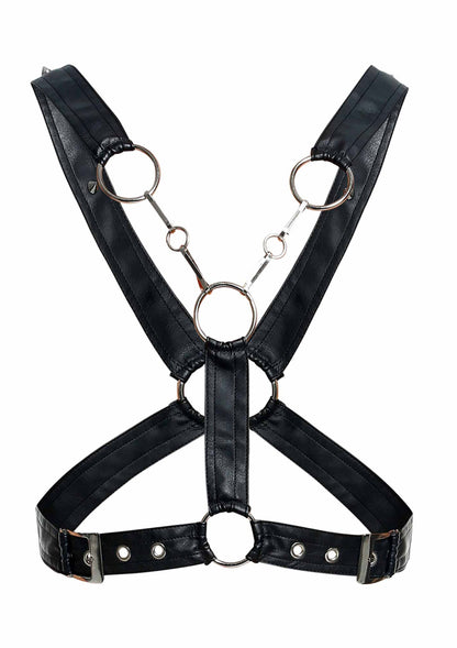 MOB Eroticwear Dngeon Cross Chain Harness BLACK O/S - 3