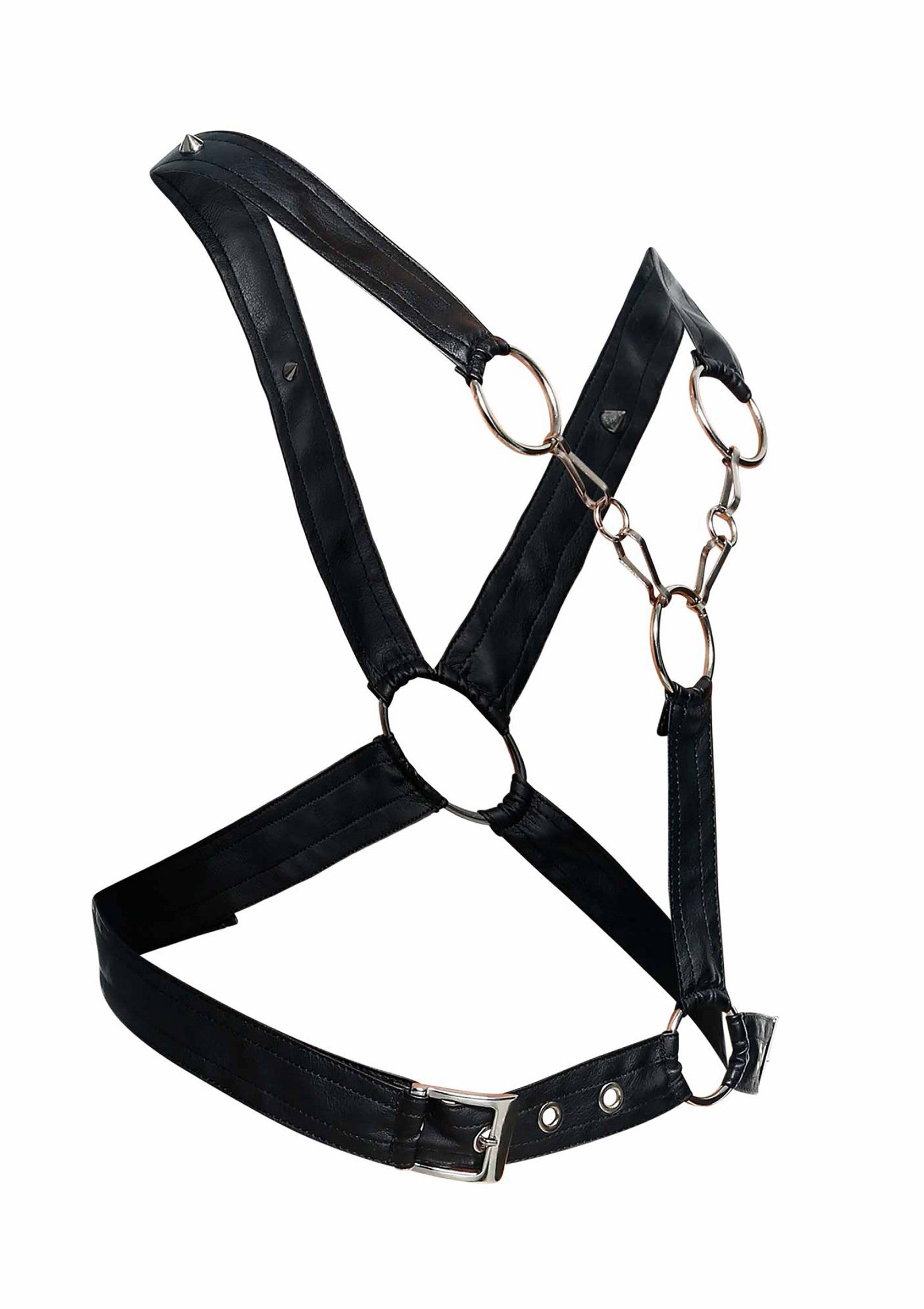 MOB Eroticwear Dngeon Cross Chain Harness BLACK O/S - 5