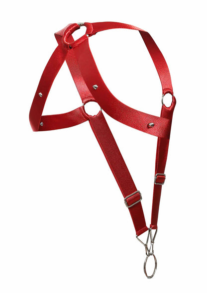 MOB Eroticwear Dngeon Crossback Harness RED O/S - 5
