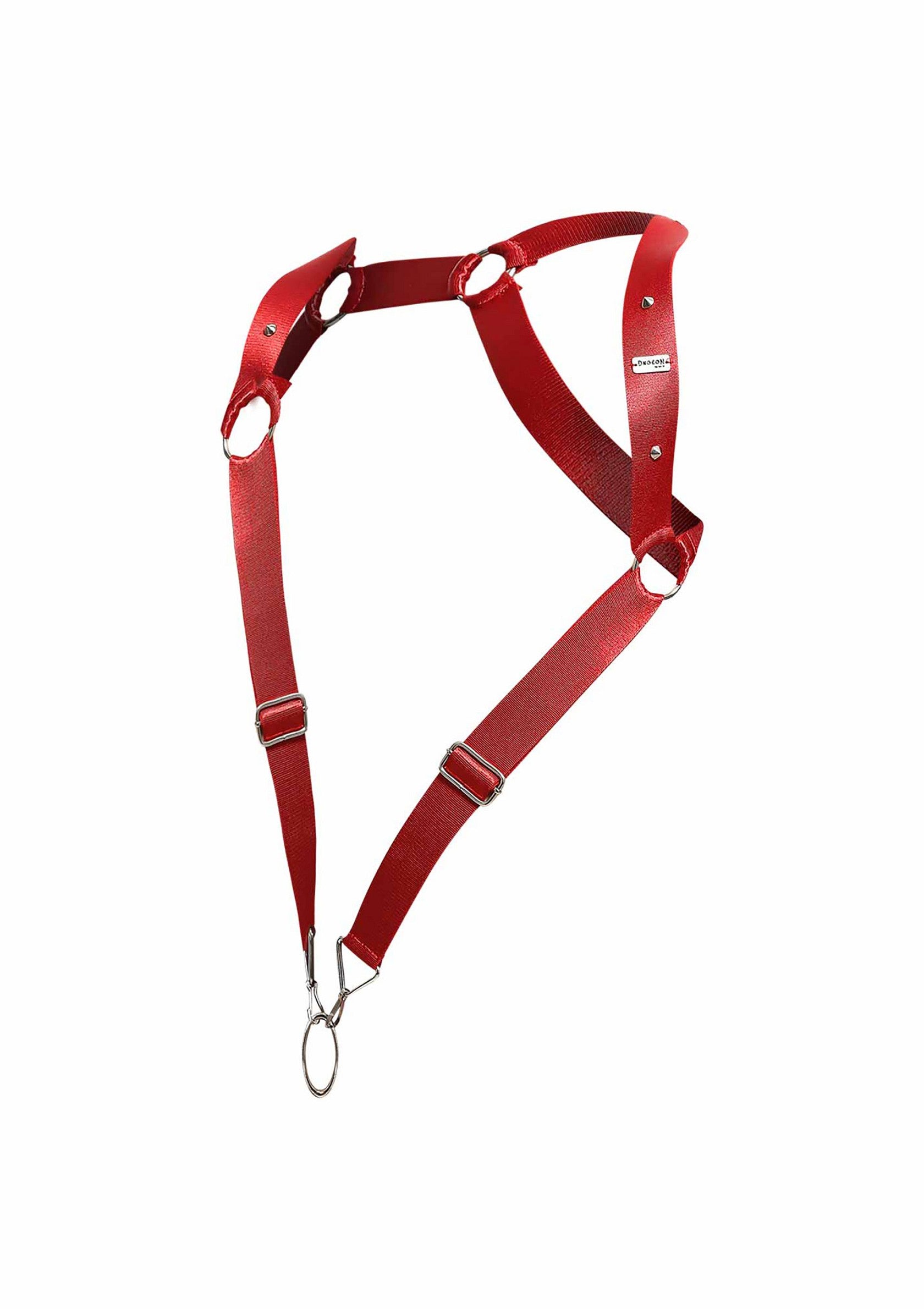 MOB Eroticwear Dngeon Straigh Back Harness RED O/S - 6