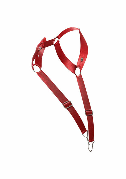 MOB Eroticwear Dngeon Straigh Back Harness RED O/S - 5