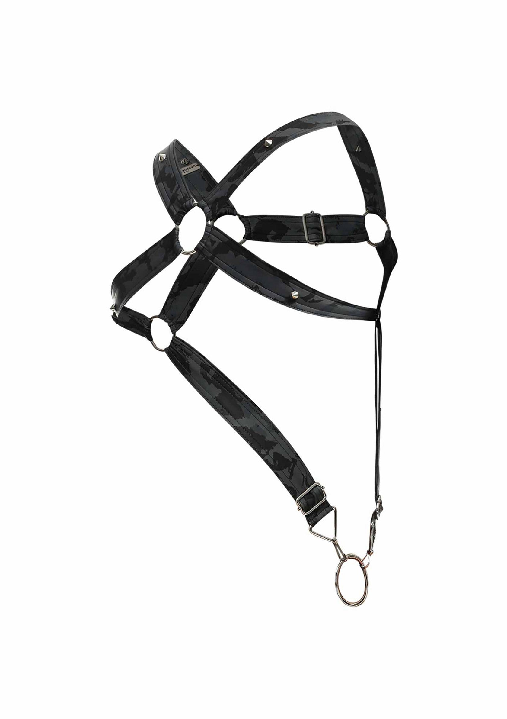 MOB Eroticwear Dngeon Cross Cockring Harness GREY O/S - 0