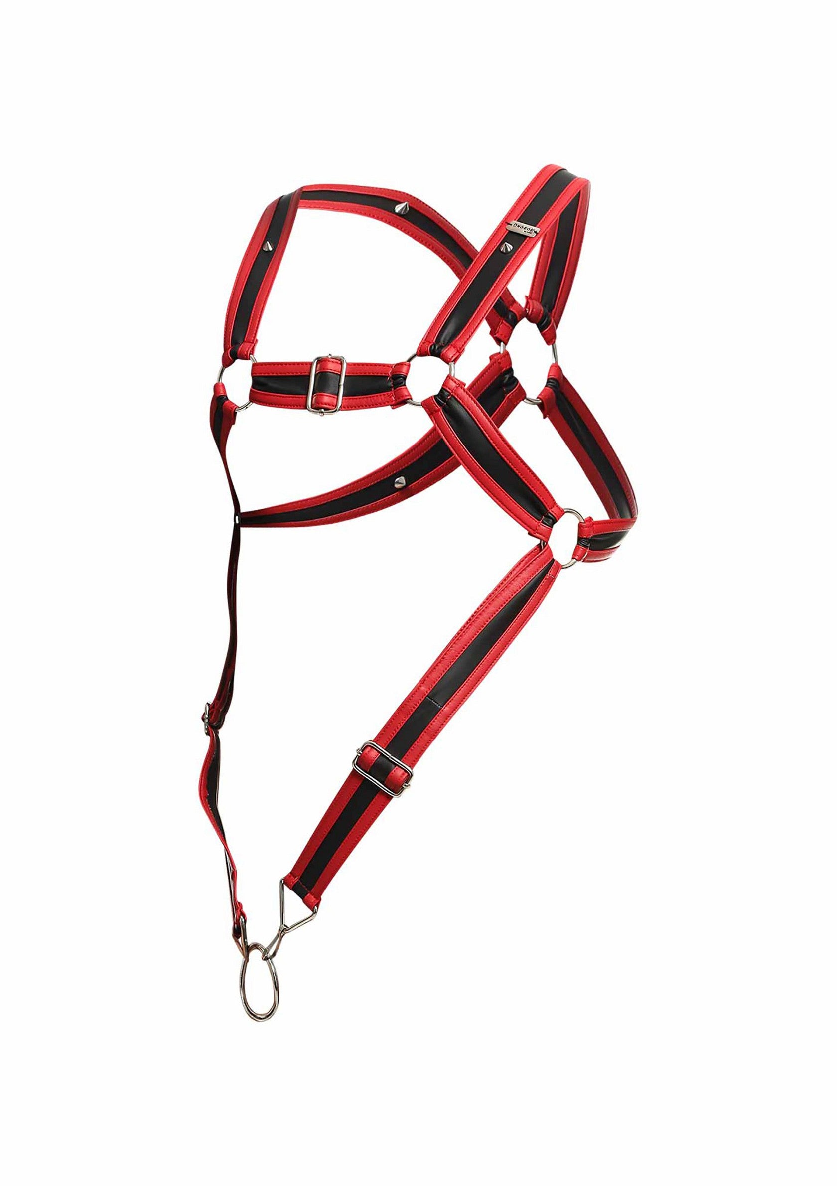 MOB Eroticwear Dngeon Cross Cockring Harness RED O/S - 0