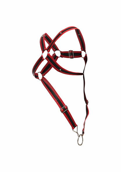MOB Eroticwear Dngeon Cross Cockring Harness RED O/S - 3