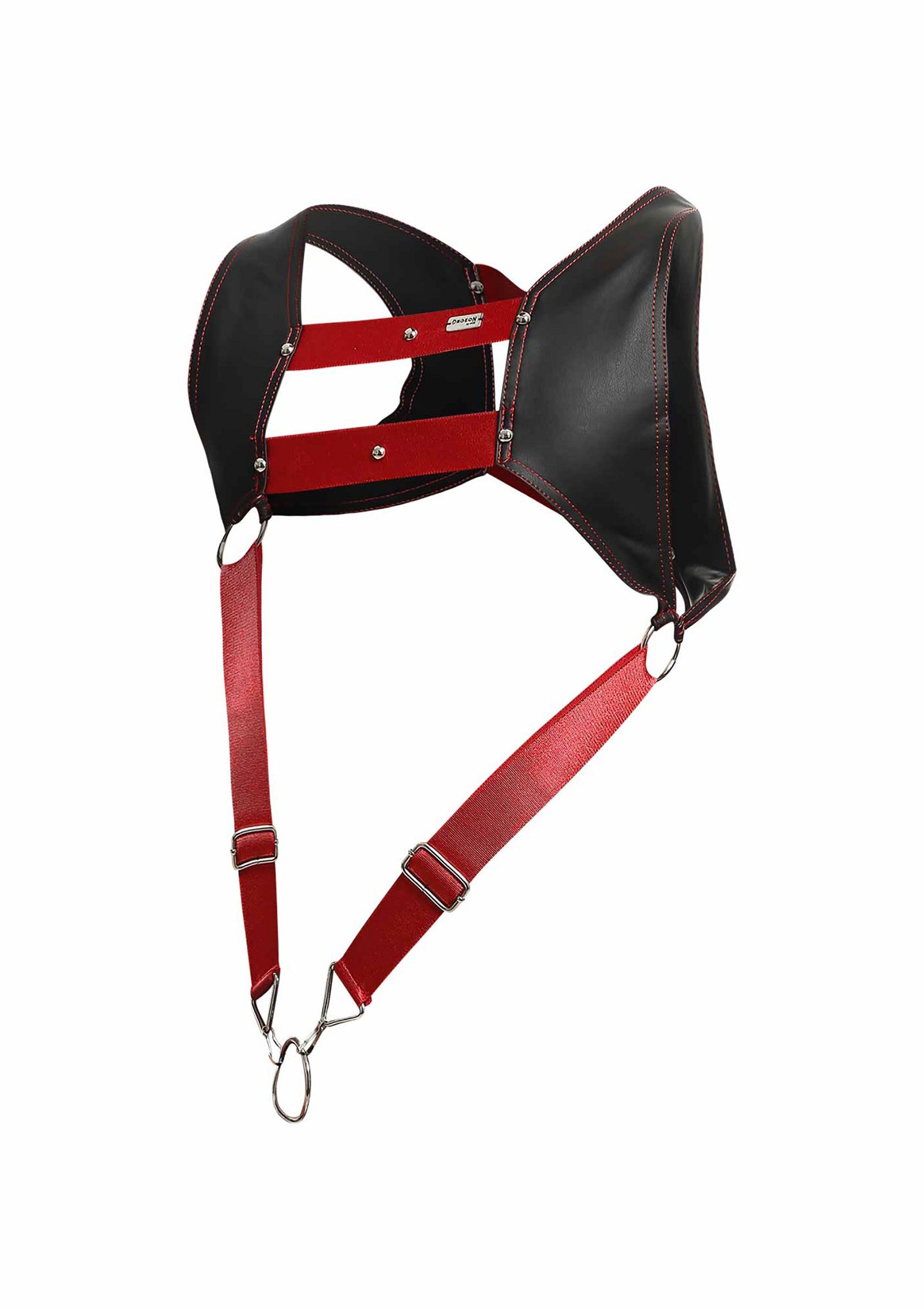 MOB Eroticwear Dngeon Top Cockring Harness RED O/S - 3
