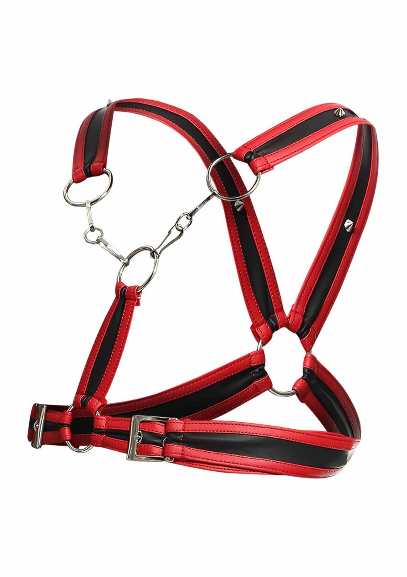 MOB Eroticwear Dngeon Cross Chain Harness RED O/S - 5