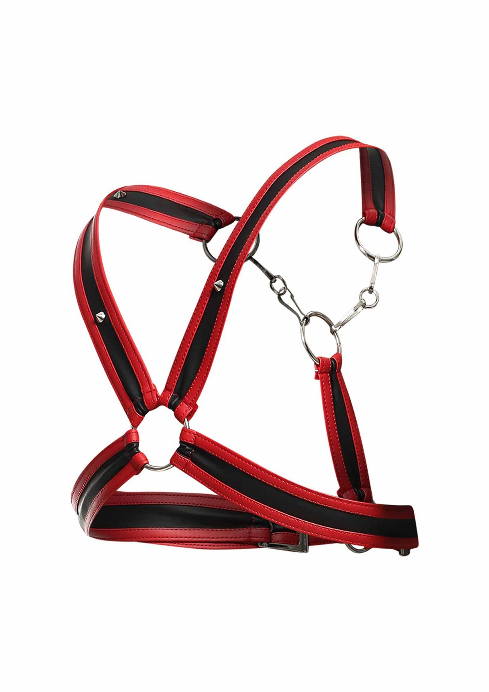MOB Eroticwear Dngeon Cross Chain Harness RED O/S - 3