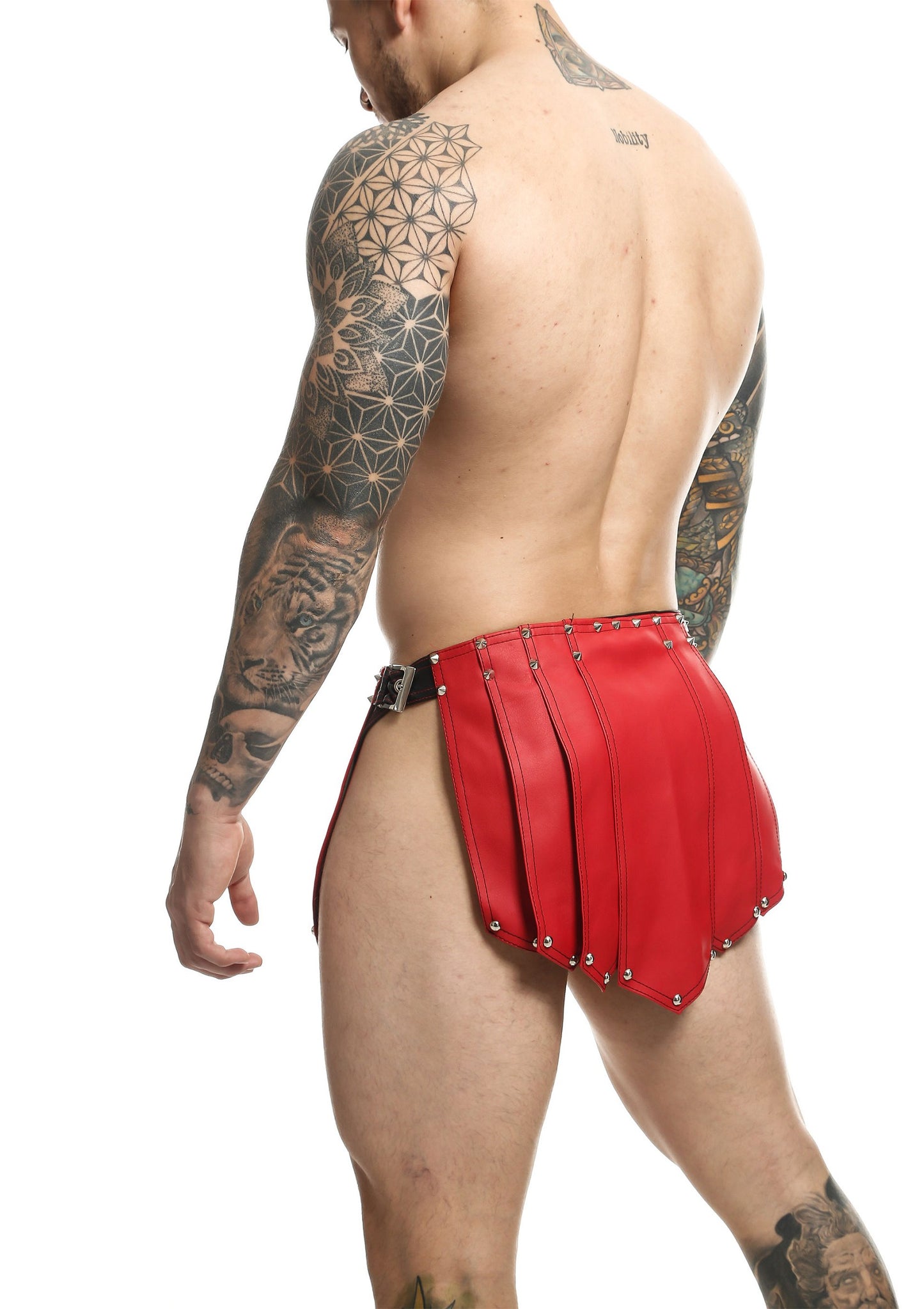 MOB Eroticwear Dngeon Roman Skirt RED O/S - 5