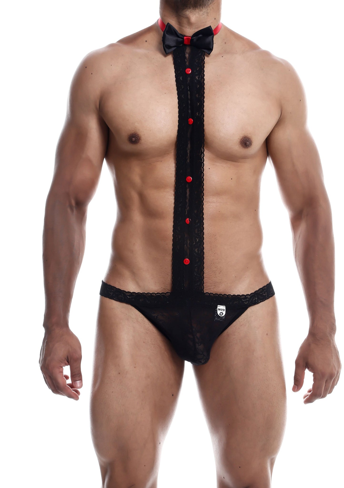 MOB Eroticwear Tuxedo Lace Thong BLACK S/M - 0