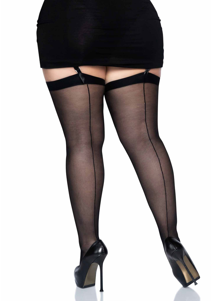 Leg Avenue Plus Size Backseam Stockings BLACK PLUS - 1