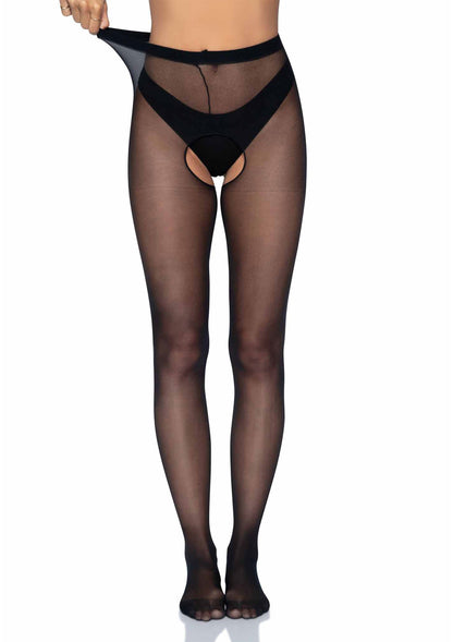 Leg Avenue Plus Size Crotchless Pantyhose BLACK PLUS - 3