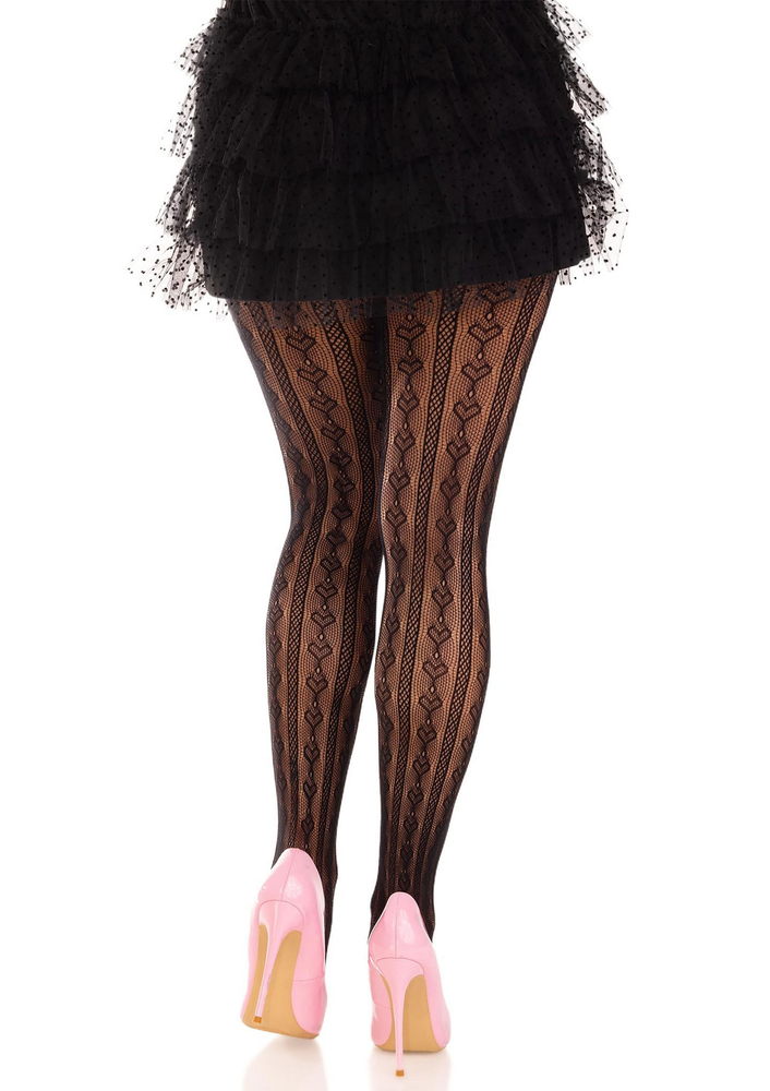 Leg Avenue Sweetheart striped net tights BLACK O/S - 3