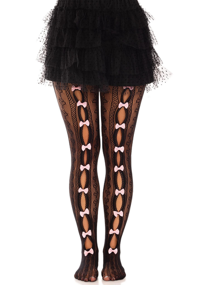 Leg Avenue Sweetheart striped net tights BLACK O/S - 1