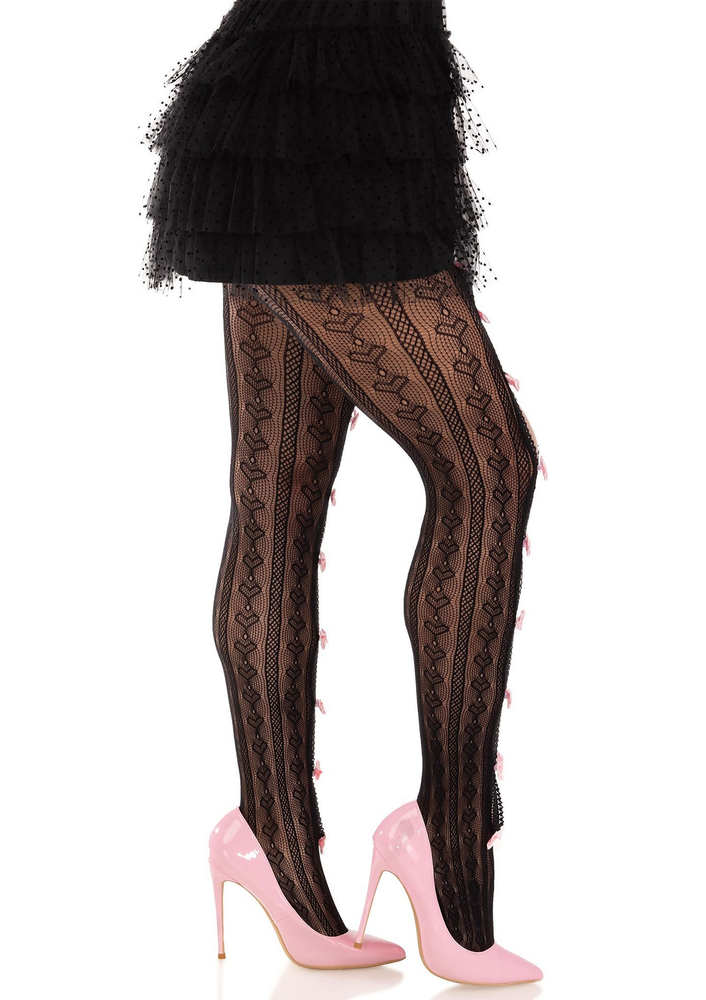 Leg Avenue Sweetheart striped net tights BLACK O/S - 2