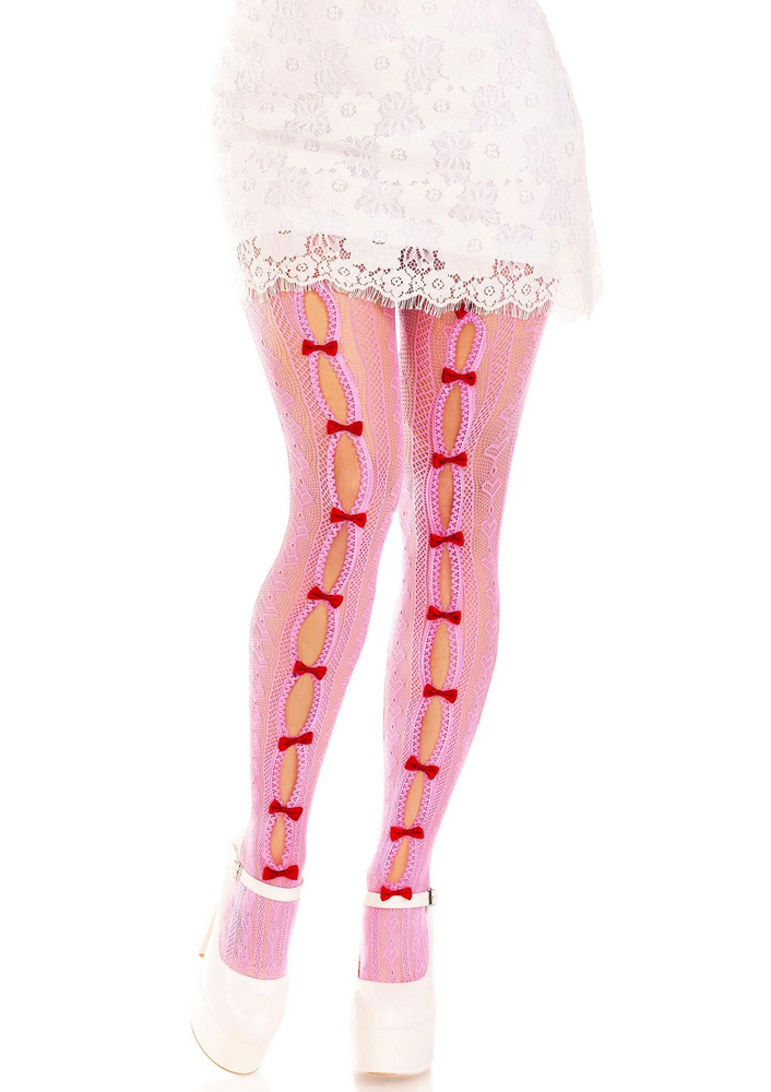 Leg Avenue Sweetheart striped net tights PINK O/S - 0