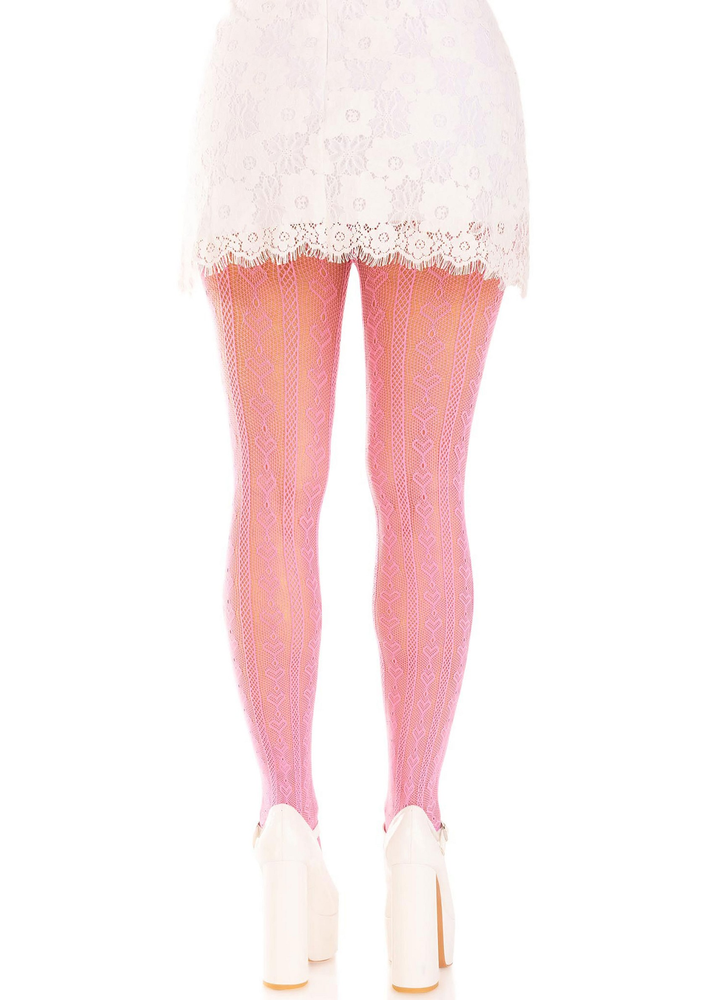 Leg Avenue Sweetheart striped net tights PINK O/S - 3