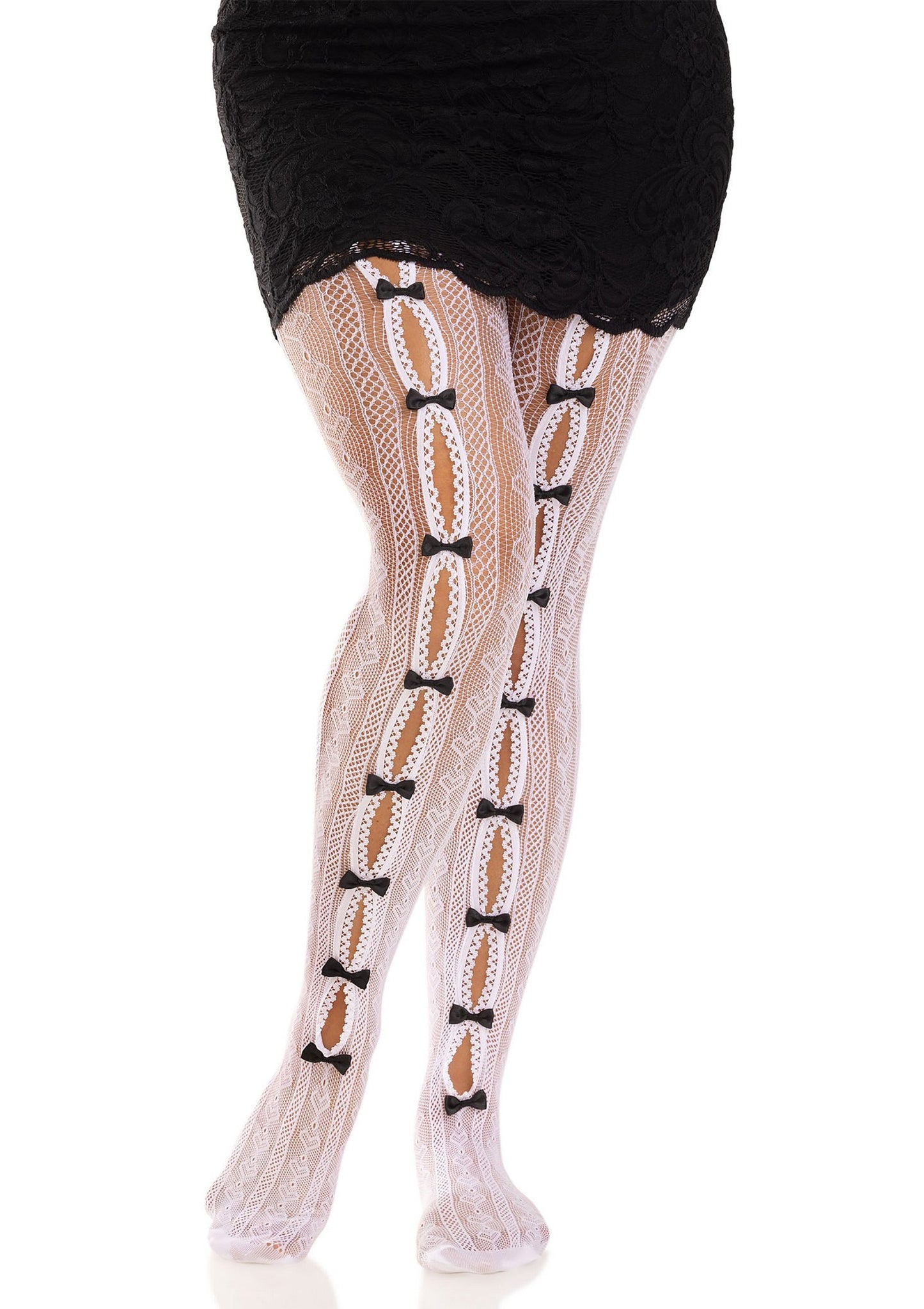 Leg Avenue Sweetheart striped net tights WHITE O/S - 4