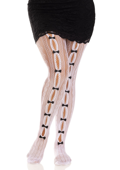 Leg Avenue Sweetheart striped net tights WHITE O/S - 4