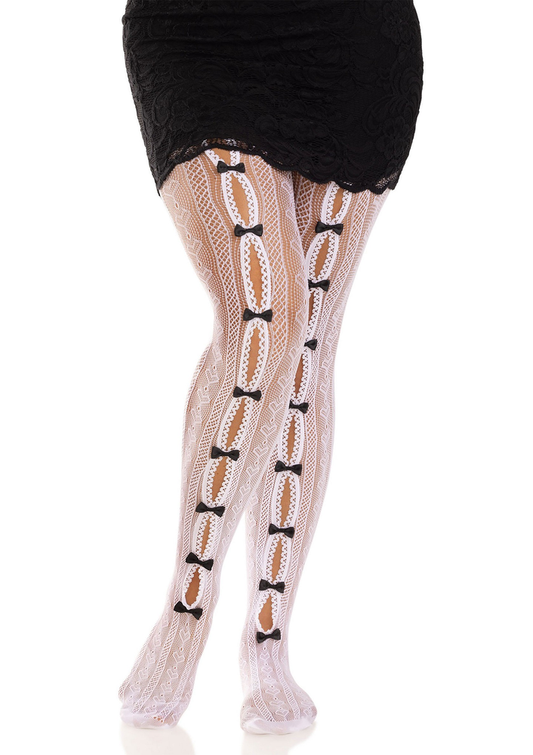 Leg Avenue Sweetheart striped net tights - Wit