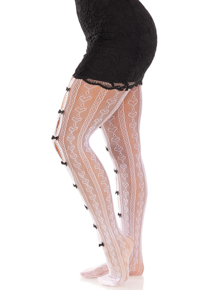 Leg Avenue Sweetheart striped net tights WHITE O/S - 0