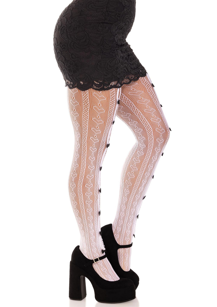 Leg Avenue Sweetheart striped net tights WHITE O/S - 3