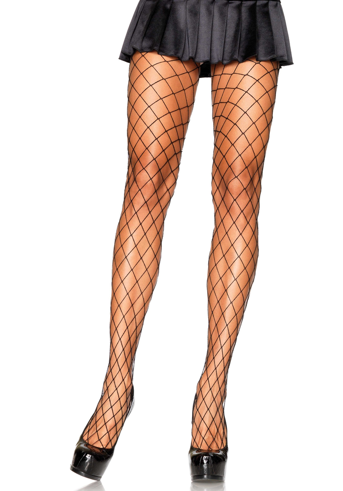 Leg Avenue Diamond Fishnet Pantyhose BLACK O/S - 0