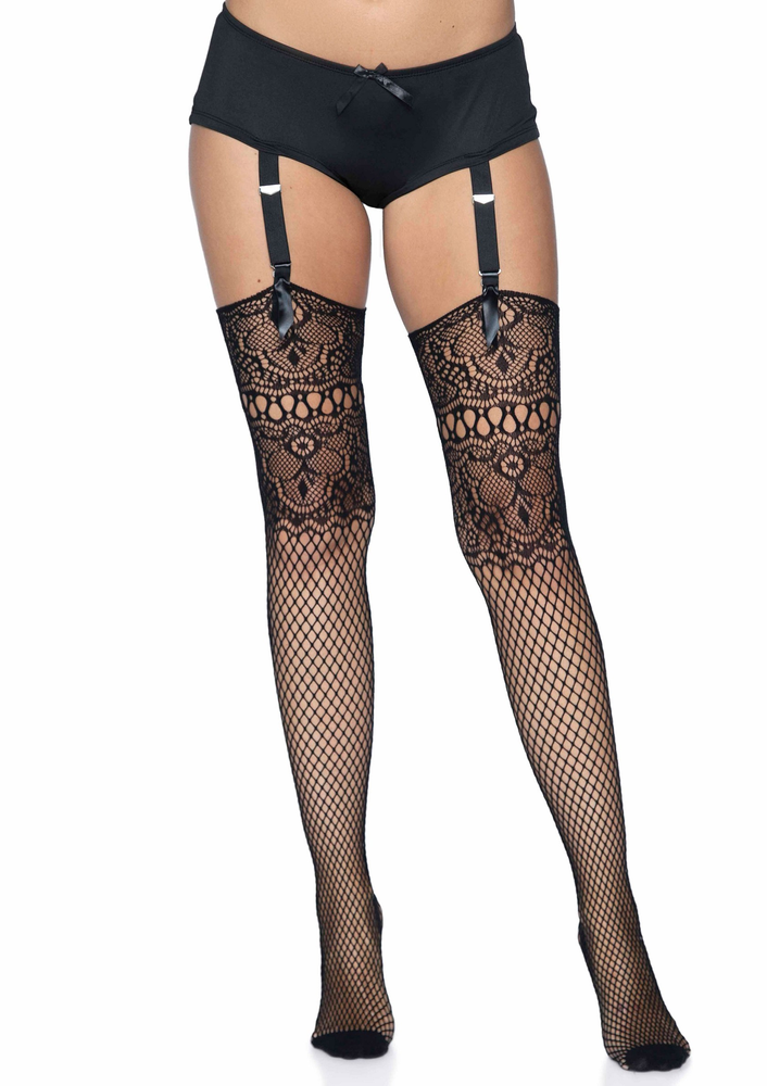 Leg Avenue Fishnet backseam stockings BLACK O/S - 1