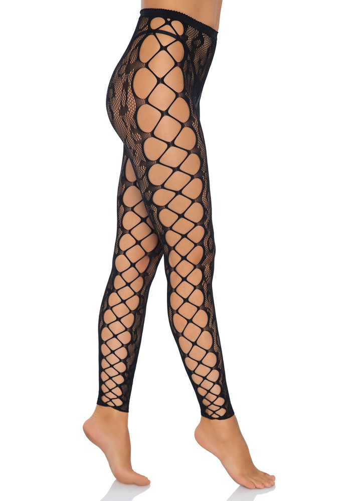 Leg Avenue Footless Crotchless Tights BLACK O/S - 3