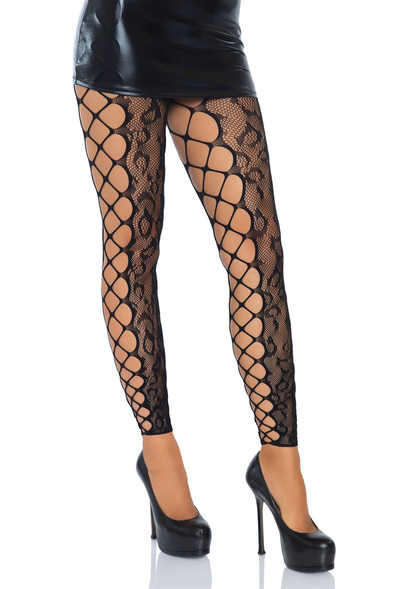 Leg Avenue Footless Crotchless Tights BLACK O/S - 1