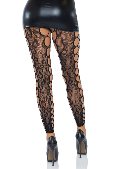 Leg Avenue Footless Crotchless Tights BLACK O/S - 4