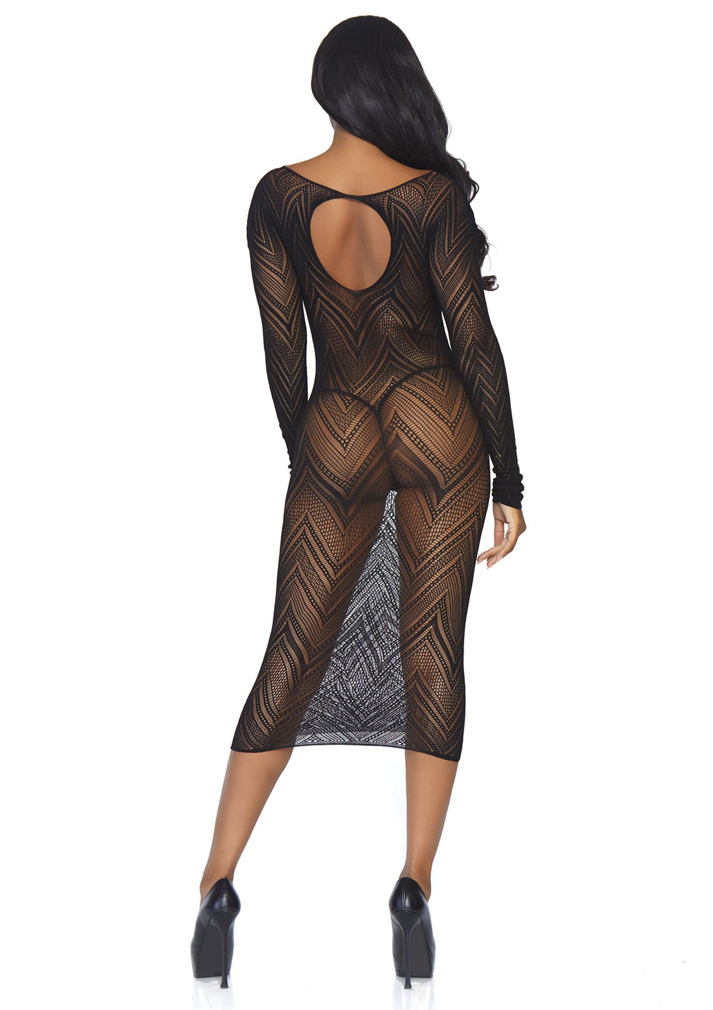 Leg Avenue Long sleeved body con dress BLACK O/S - 3