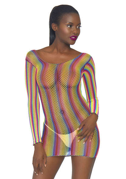 Leg Avenue Rainbow fishnet mini dress MULTICOLOR O/S - 0