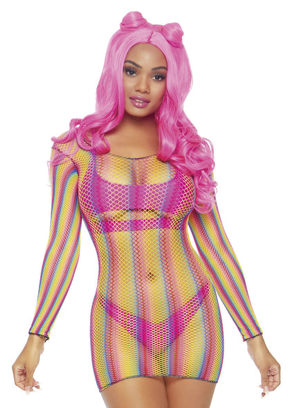 Leg Avenue Rainbow fishnet mini dress MULTICOLOR O/S - 3