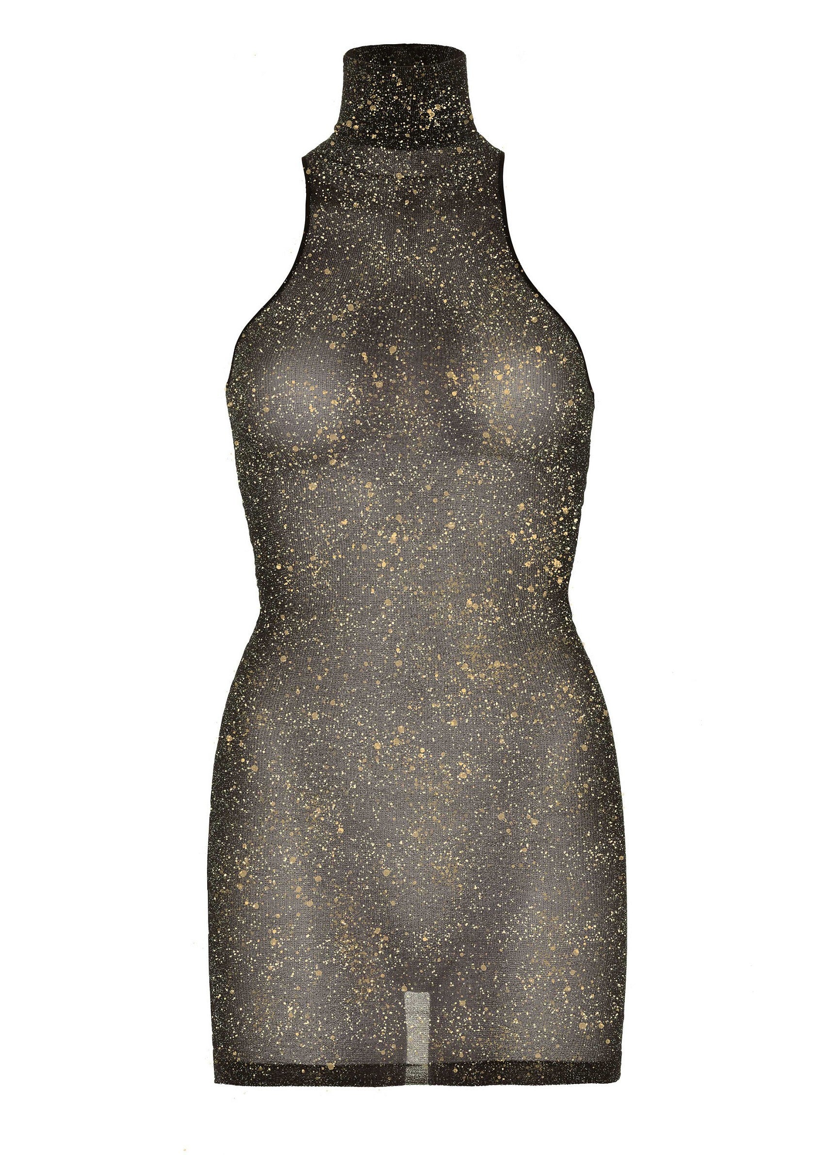 Lurex spandex mini dress GOLD O/S - 1