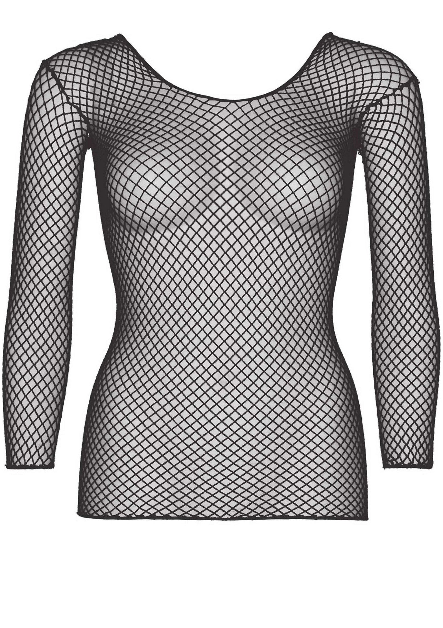 Leg Avenue Long Sleeves Fishnet Top BLACK O/S - 3