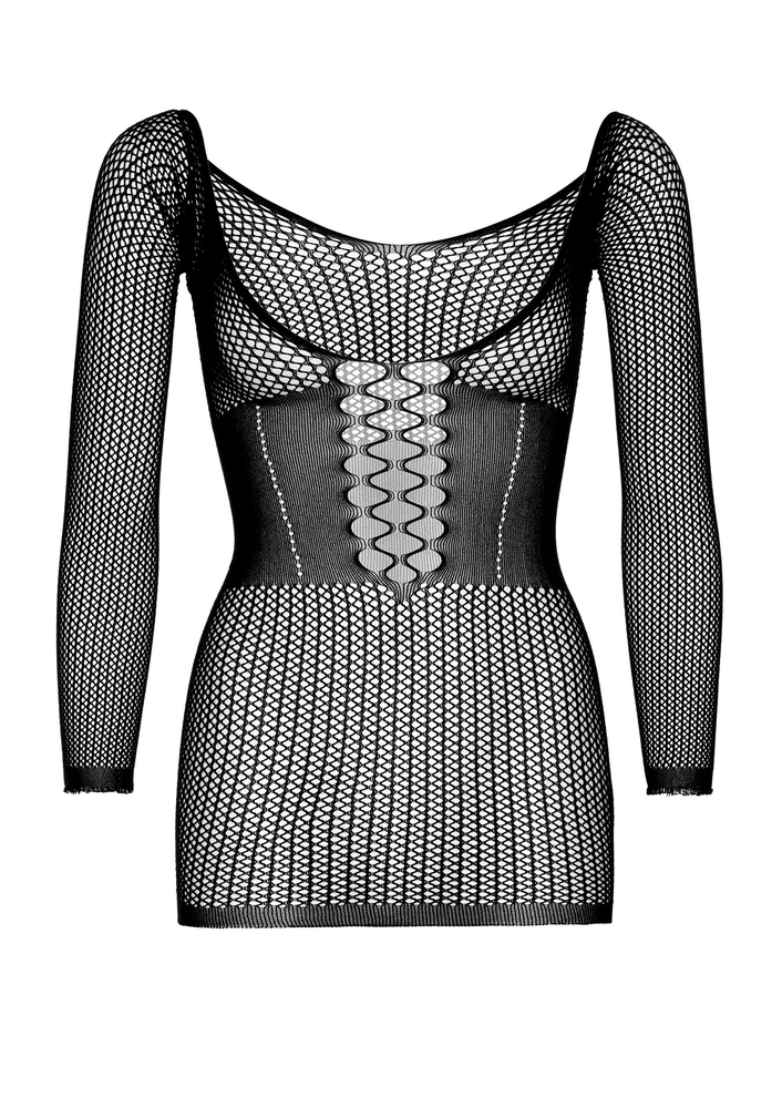 Leg Avenue Net Long Sleeve Mini Dress BLACK O/S - 3