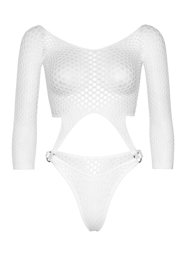 Leg Avenue Top Bodysuit With Thong Back WHITE O/S - 1