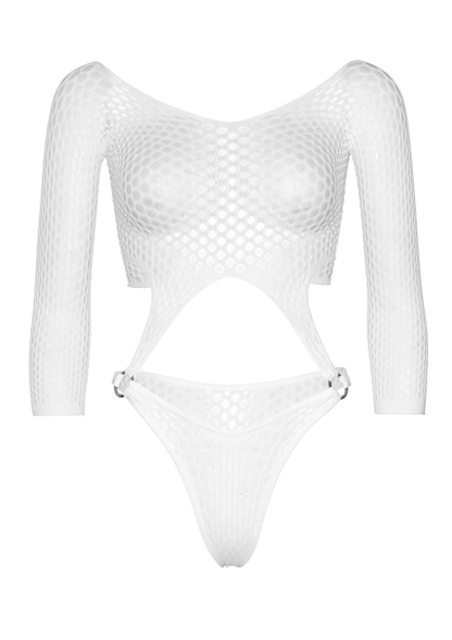 Leg Avenue Top Bodysuit With Thong Back WHITE O/S - 1