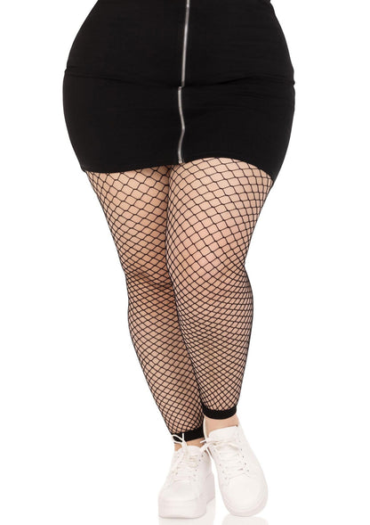 Leg Avenue Net footless tights + BLACK 1X/2X - 1843