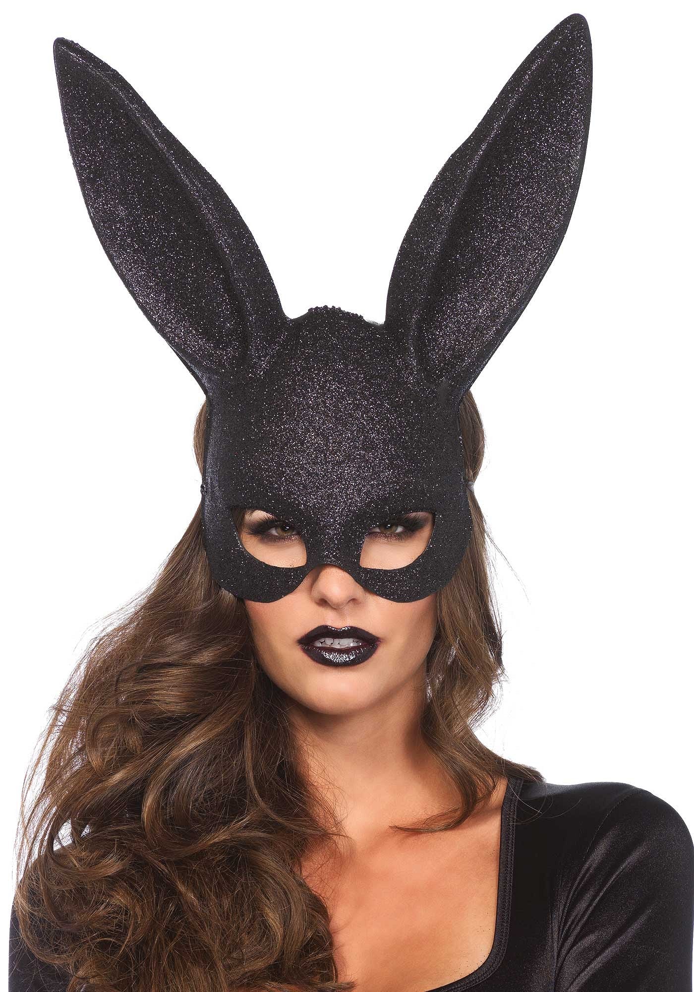 Leg Avenue Glitter Masquerade Rabbit Mask BLACK O/S - 0