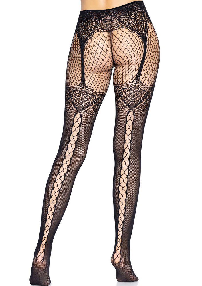 Leg Avenue Fishnet Tights With Backseam BLACK O/S - 3