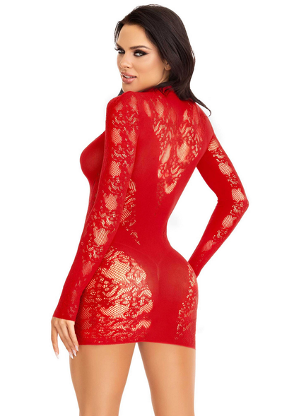 Leg Avenue Mini dress with gloved sleeves RED O/S - 0